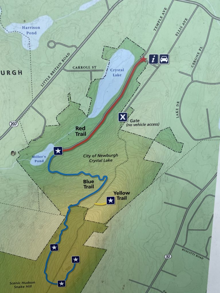 Mapa panorámico de Hudson de la puerta de entrada a Snake Hill en Crystal Lake.  