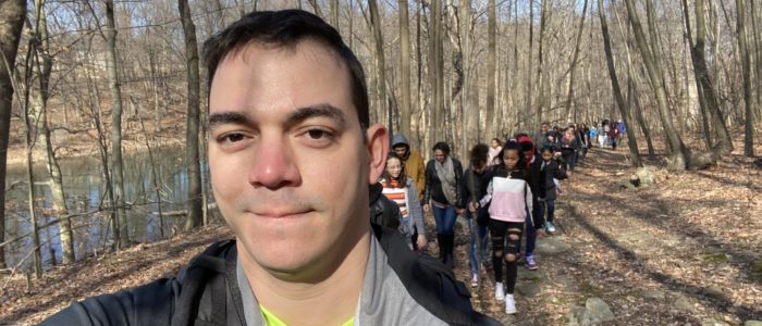 Ronald Zorrilla leading a hike to Snake Hill in Newburgh