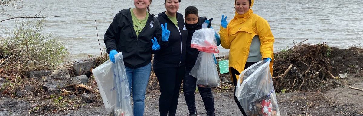 Volunteers at RiverKeeper Sweep in Newburgh South Street Park 2022 Clean-Up Event