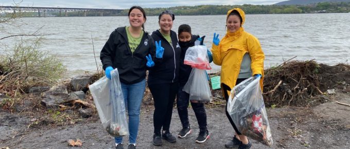 Volunteers at RiverKeeper Sweep in Newburgh South Street Park 2022 Clean-Up Event