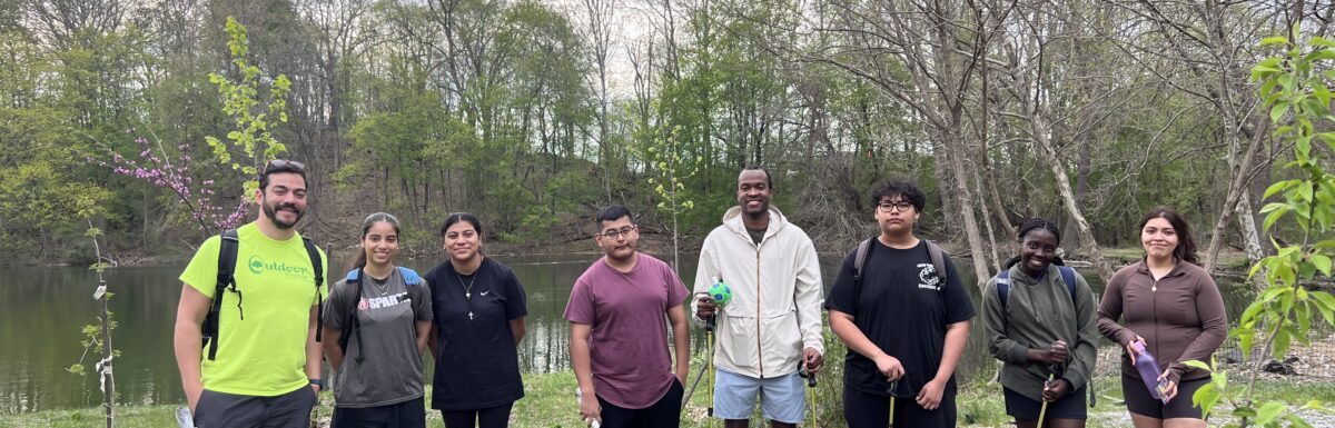 group of teens in nature leadership training