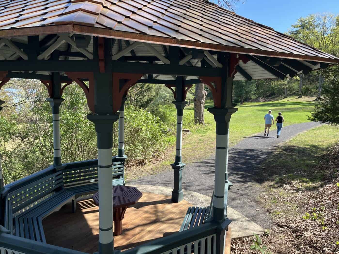 Enjoying community and nature at Outdoor Promise's outdoor gazebo and walking trails.