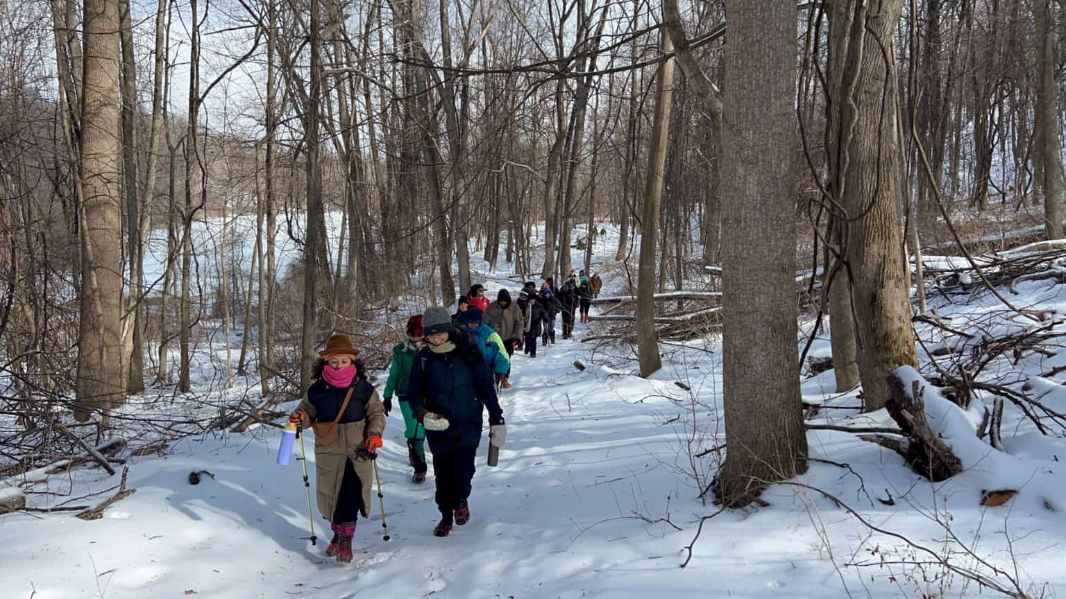 Neighbors on a free Outdoor Promise winter hike